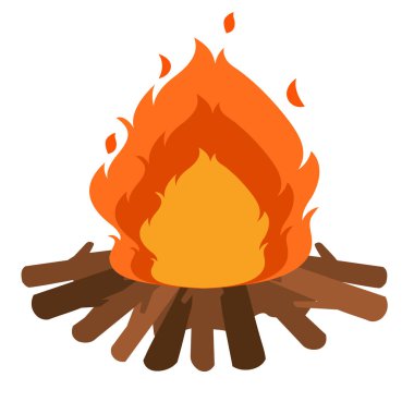 Beyaz arka planda kıvılcımlar ve yakacak odunile şenlik ateşi