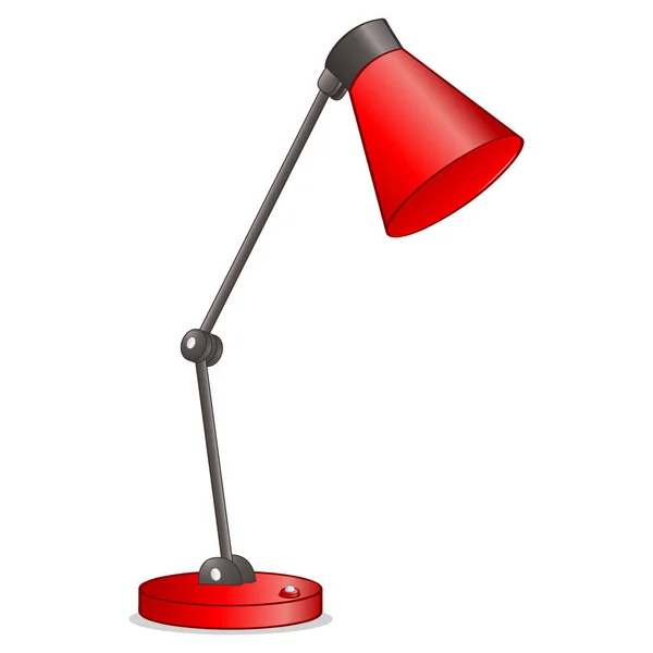 Lâmpada de mesa vermelha com sombra no fundo branco —  Vetores de Stock