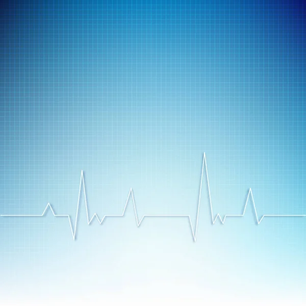 Corazón blanco con cardiograma sobre fondo azul — Vector de stock