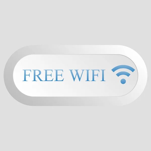 Botão com as palavras "wi-fi gratuito" em um fundo cinza — Vetor de Stock