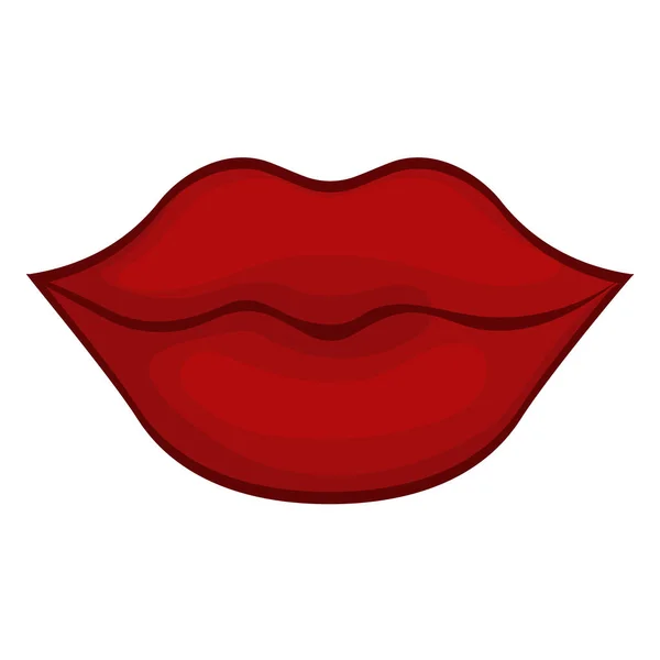 Vermelho grandes lábios femininos no fundo branco — Vetor de Stock