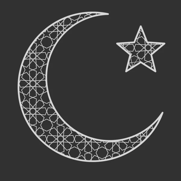 Lua e estrela desenhadas em giz em um quadro negro —  Vetores de Stock