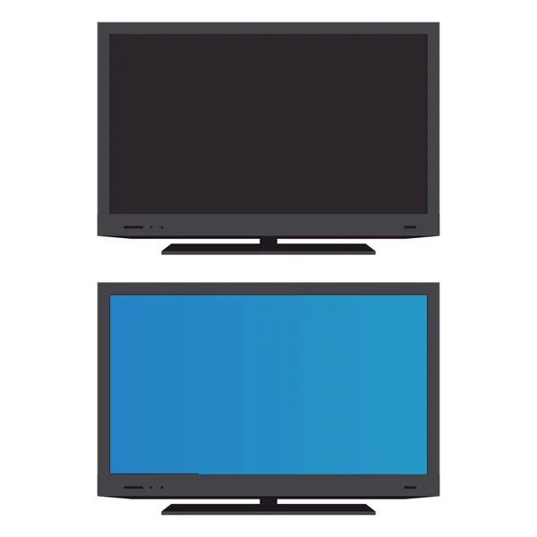 Televisión realista apagado / encendido. Con pantalla azul y negra — Vector de stock