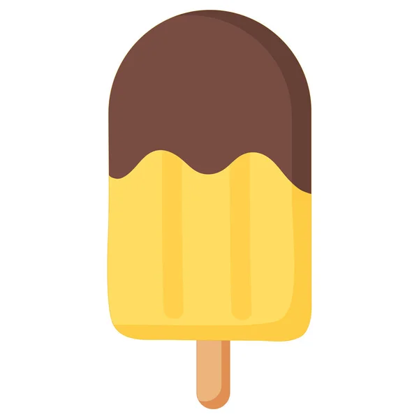 Yellow ice cream with chocolate on a stick — Stock Vector