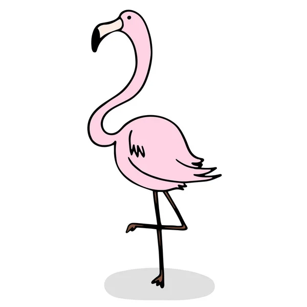 Flamingo steht auf einem Bein mit Schatten — Stockvektor
