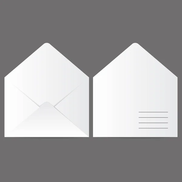 Enveloppe en papier réaliste pour écrire sur un fond gris — Image vectorielle