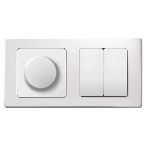 Interruptor de luz realista y atenuador sobre un fondo blanco — Vector de stock