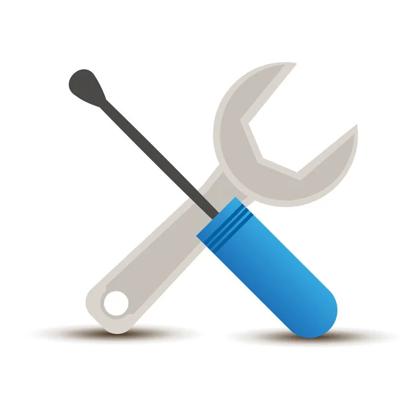 Hex wrench and screwdriver with shadow on a white background — Stock Vector