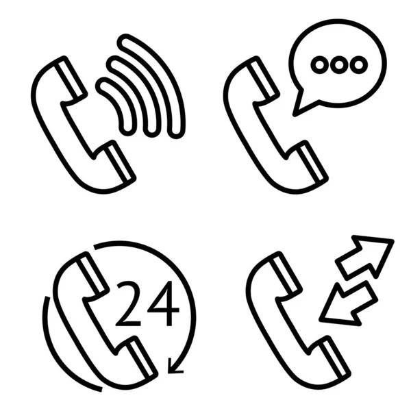 Zestawy ikon telefonów stacjonarnych o różnych funkcjach — Wektor stockowy