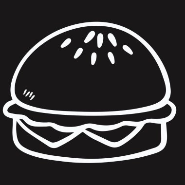 Burger simgesi. Bir tahta üzerinde tebeşirle çizilmiş.