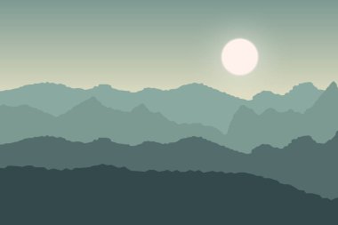 Dağların arka planı, gün batımında tepeler. Güzel doğa