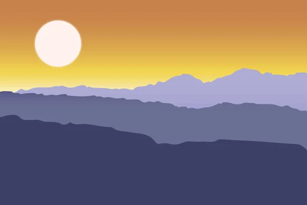 Hintergrund der Berge, Hügel bei Sonnenuntergang. schöne Natur — Stockvektor