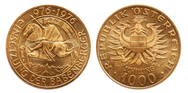 Austria Gold Coin 1000 Schilling Babenberger 1976 — 스톡 사진