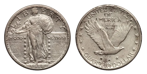 Нас Кварталі Долар Центів Срібна Монета 1918 — стокове фото