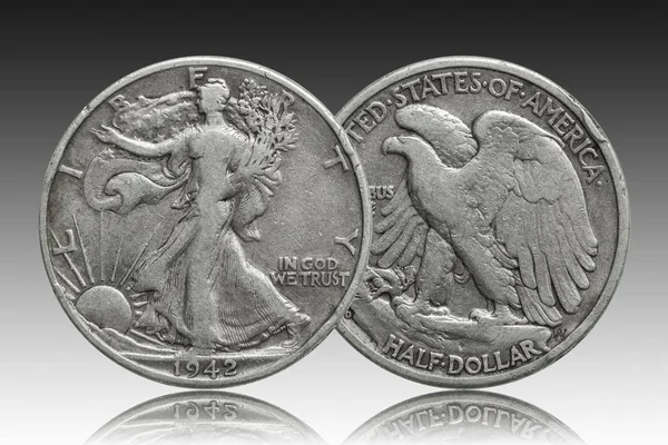 Estados Unidos Medio Dólar 1942 Moneda Plata —  Fotos de Stock