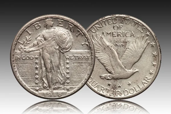 Срібна Монета Україна 1918 Сша — стокове фото