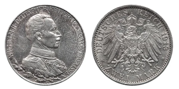 Alemanha Prússia alemã moeda de prata prussiana 2 dois marca 1913 — Fotografia de Stock