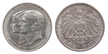 Almanya Alman Saksonya Weimar Eisenach gümüş sikke 2 2 Mark 1903