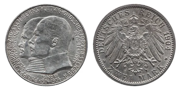 Allemagne allemand Hesse pièce d'argent 2 deux mark 1904 — Photo