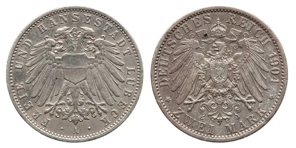 Duitsland Duitse Lübeck zilveren munt 2 2 Mark 1904 — Stockfoto