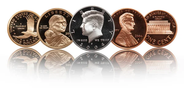 Amerikaanse munten set Rechtenvrije Stockafbeeldingen