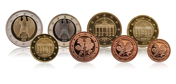 全套欧元硬币欧洲德国，梯度背景 — 图库照片