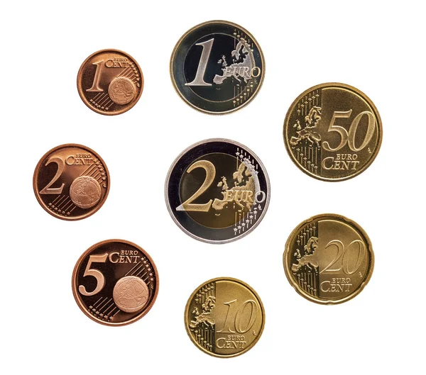 Euro sikke tam set avrupa almanya whtie arka plan izole