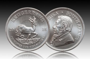 Güney Afrika Krugerrand 1 ons gümüş külçe sikke gradyan arka plan