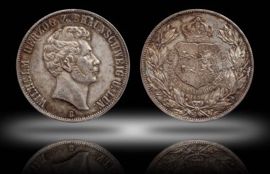 Almanya alman gümüş sikke 2 iki thaler çift thaler Brunswick ve Lueneburg 1856 basılmış