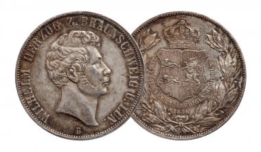 Almanya alman gümüş sikke 2 iki thaler çift thaler Brunswick ve Lueneburg 1856 basılmış