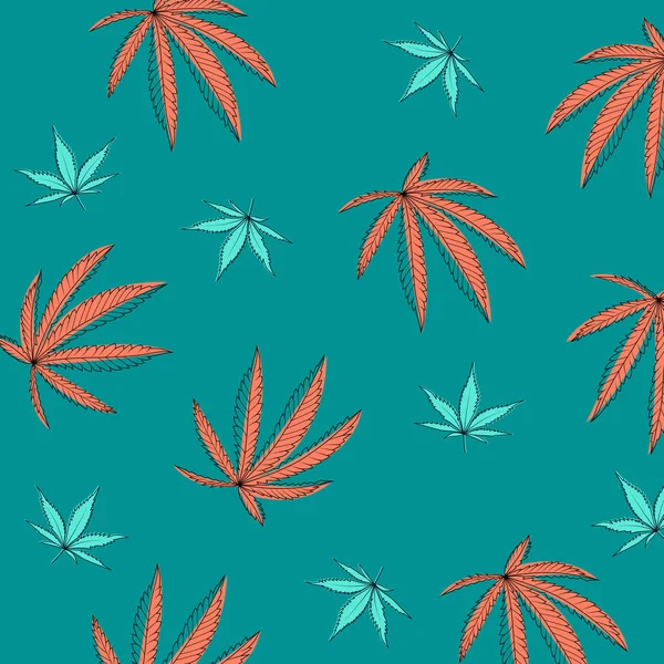 Marihuana Kenevir Yaprakları Ile Desen Arka Plan Esrar Esrar Bırakır — Stok Vektör