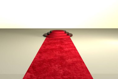 3D render kırmızı halı illüstrasyon