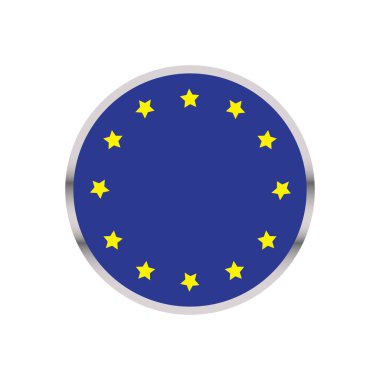 Europe bagde yıldızlar Avrupa Birliği ile bayrak ile gümüş yuvarlak