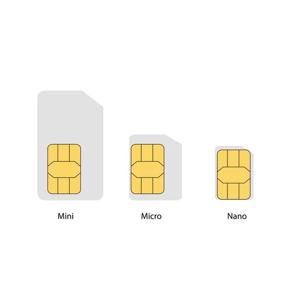 Ilustração vetorial cartões SIM tecnologia móvel plana — Vetor de Stock