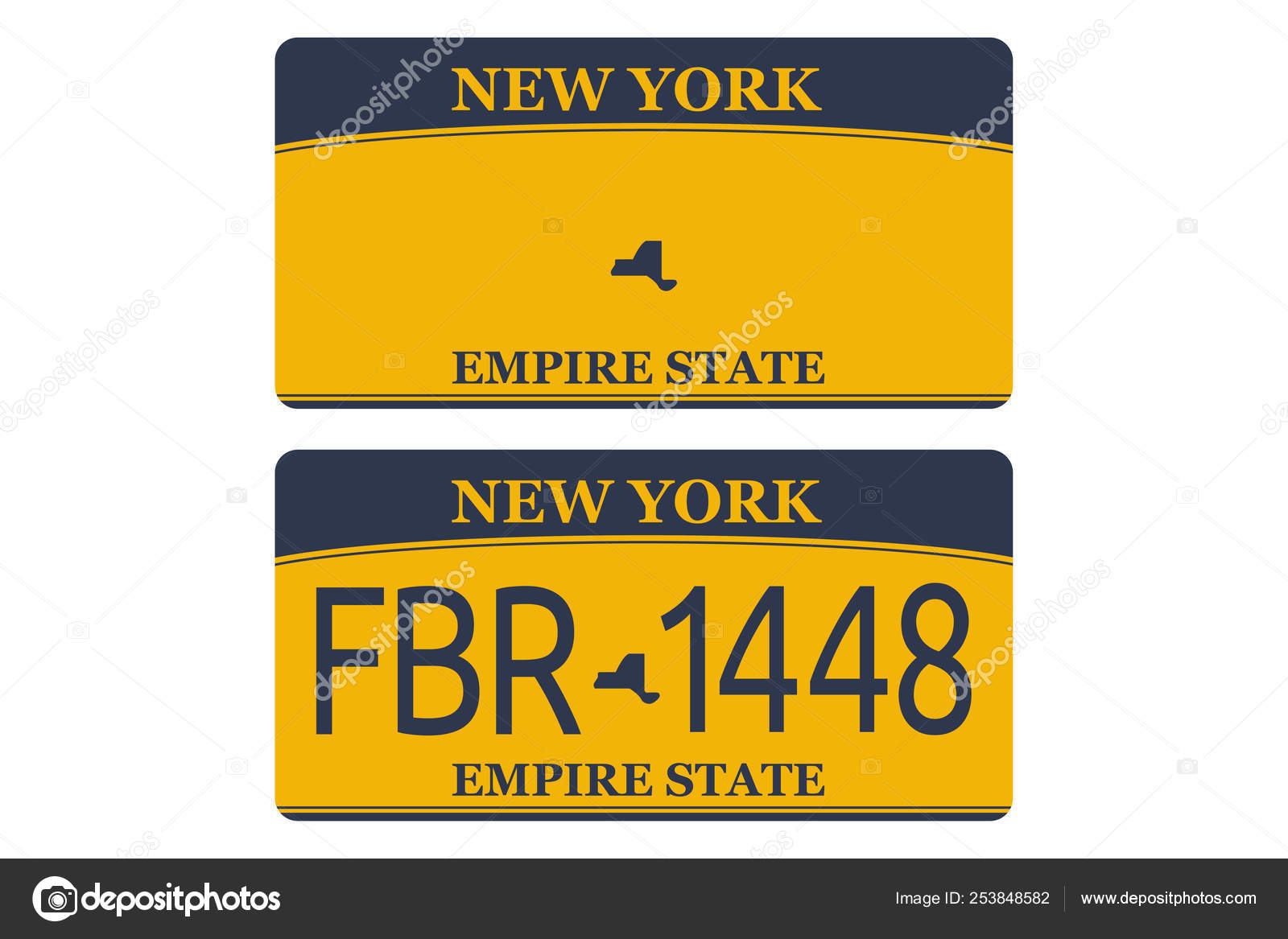 Vechicle registration of New York registration plates nummer car. Flat