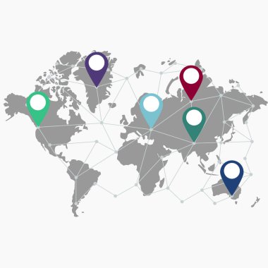 Vektör çizim dünya ile işaretçiler düz çizmek için