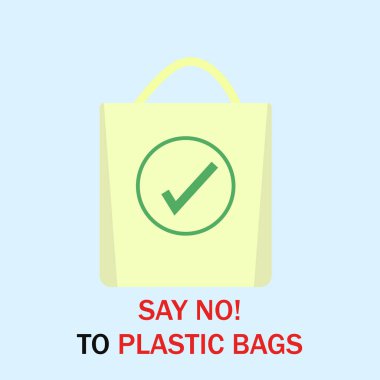 Vektör çizim ekoloji Kaydet diyorum Hayır Plastik torbalar doğal çanta için