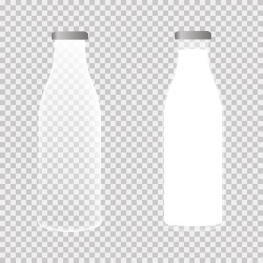 Süt boş şişe cam tazelik vektör çizim şişe