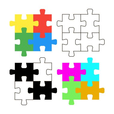 Vektör çizim renkli bulmacalar. Çözüm. Idea.Success. takım çalışması. Düz tasarım. EPS 10.