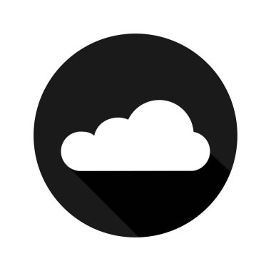 Vektör simgesi bir bulut. Beyaz bulut. Siyah arka plan. Bulut belirtisi. Gölge ile bulut. Düz tasarım. EPS 10.