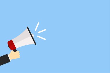 El tutma megafon medya sosyal konuşma hoparlör duyurdu. Düz tasarım Eps 10