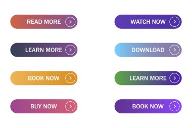 Kaç trendy gradyanlar içinde web için renkli düğme kümesi Eps 10 izole.
