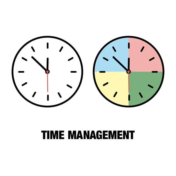 Illustrazione vettoriale per la gestione del tempo e la soluzione. Orologio. Businnes — Vettoriale Stock