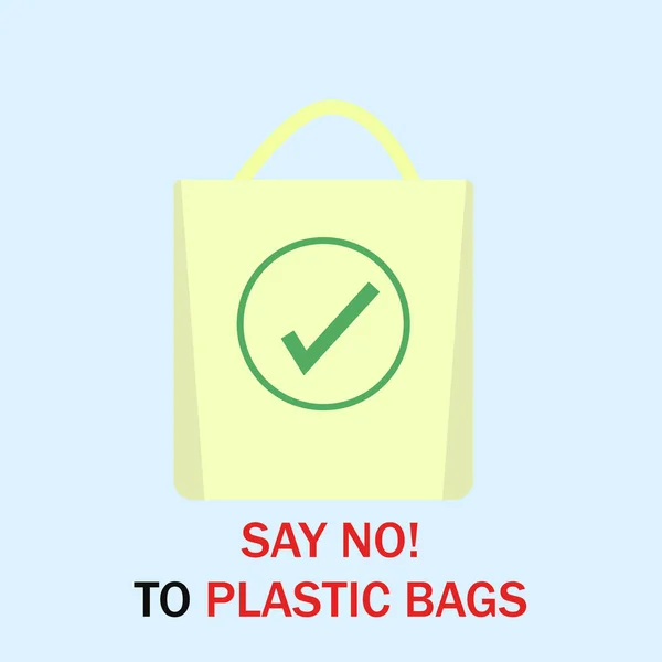 Ilustración vectorial save Ecología decir no a las bolsas de plástico bolsa natural — Vector de stock