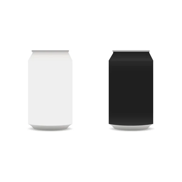 Illustration vectorielle bouteilles en aluminium bouteilles blanches et noires avec boissons — Image vectorielle