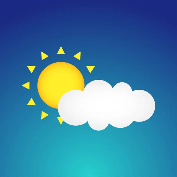 Sun with coud. Yellow Sun .Blue background. Blue sky. Good weather. Nice day. Sunlight. Sunrise. EPS 10. — Stock Vector