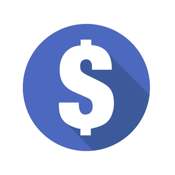 Vektor Zeichen des Dollars auf blauem Hintergrund mit Schatten Geschäft Element Geld Zeichen beliebte Währung Zahlungszeichen eps 10 flaches Design — Stockvektor