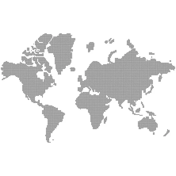 Mapa del mundo hecho de puntos negros nutrición sur este oeste globo de la tierra mundial Europa América con puntos EPS 10 — Archivo Imágenes Vectoriales