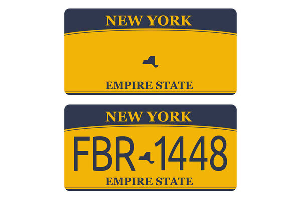 Vechicle registration of New York registration plates nummer car. Flat design EPS 10.