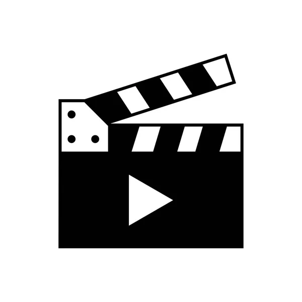 Cinéma clappeur film chose appareil vidéo applaudir icône noire action studio EPS 10 — Image vectorielle